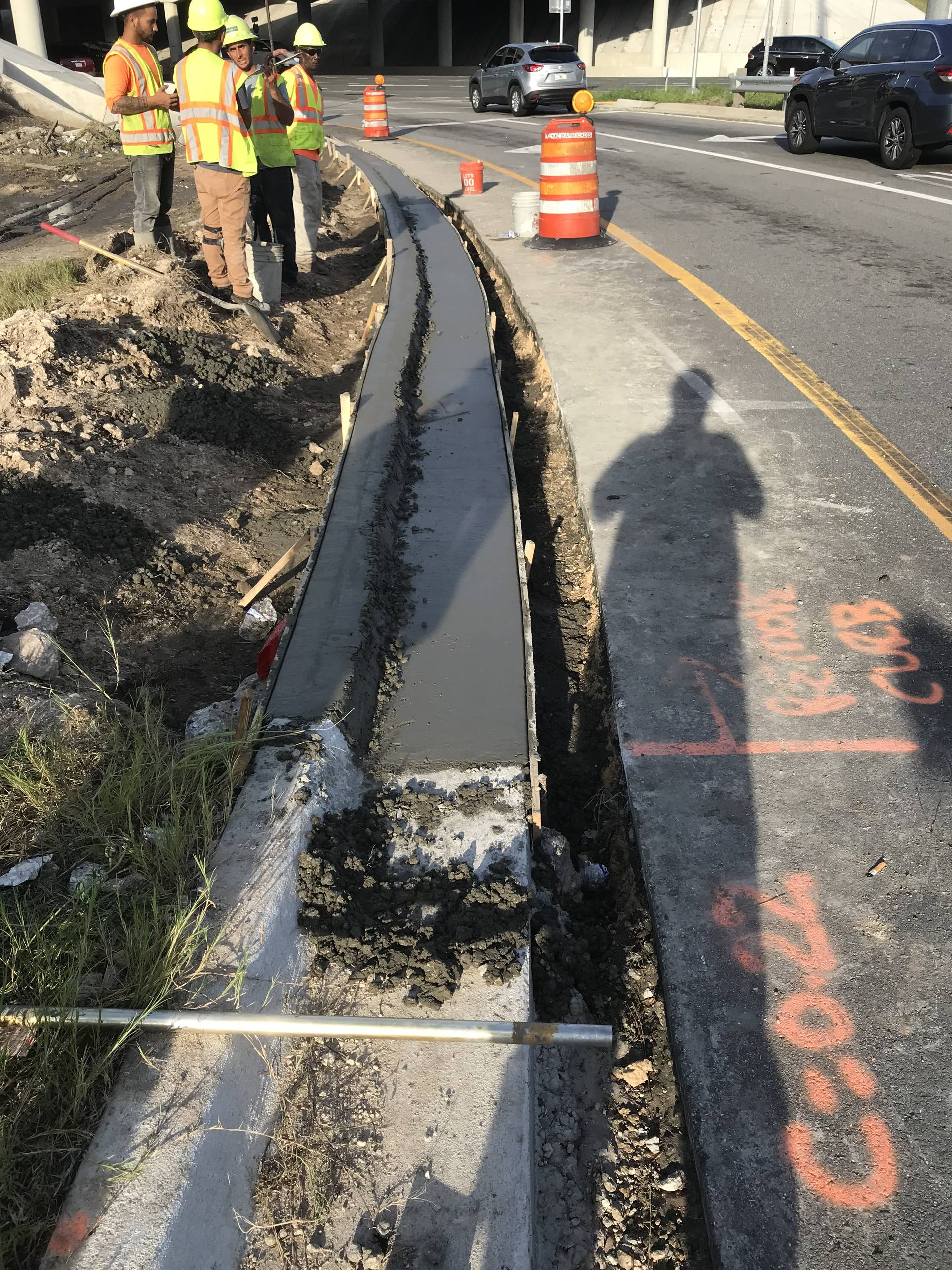 Curb pour in progress